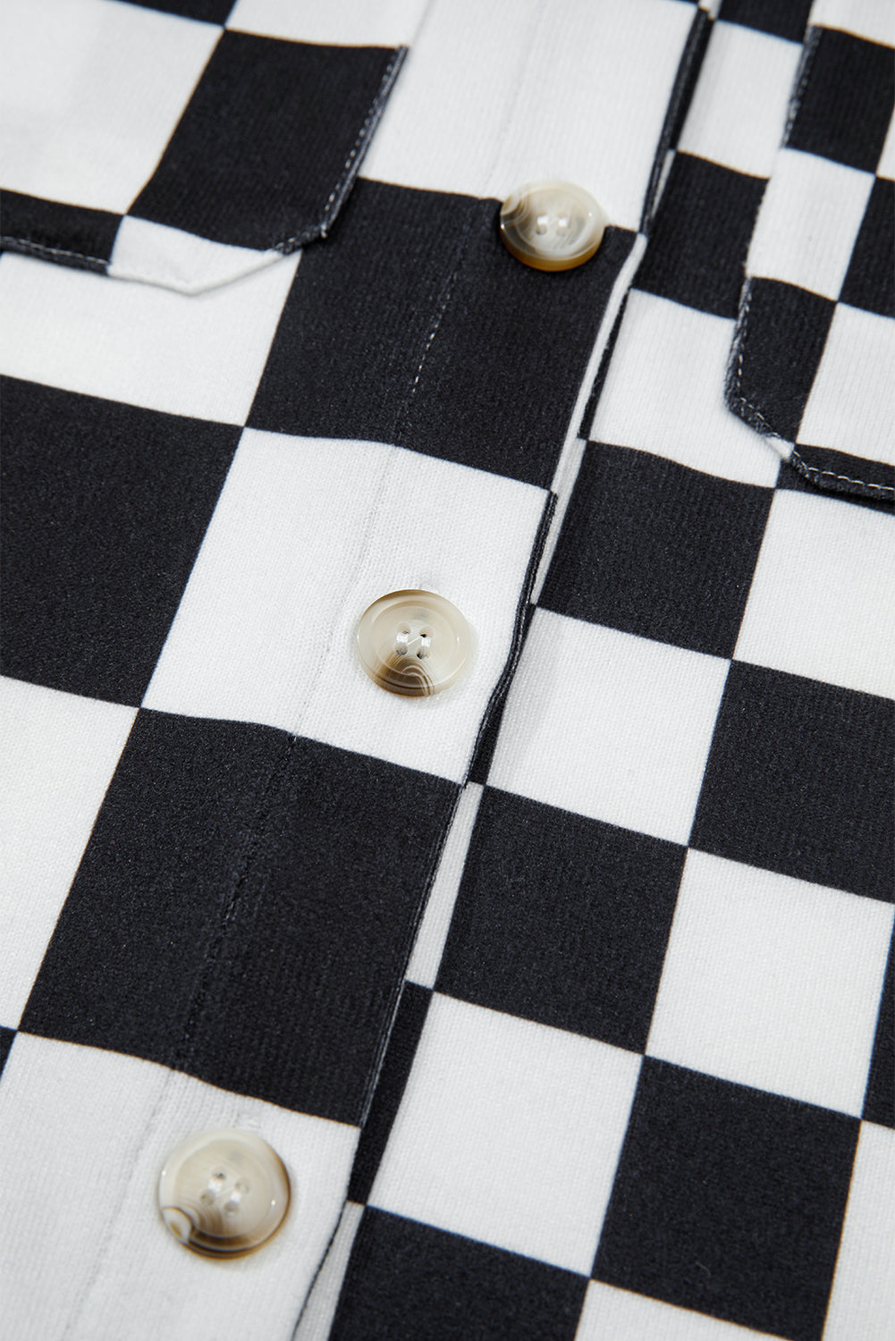 Checkerboard Flap Pocket Button Front Shacket eAura