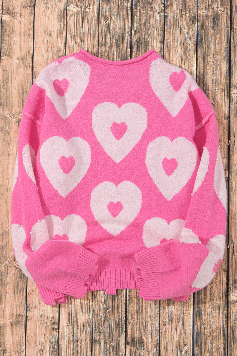 Multicolour Pearl Beaded Floral Drop Shoulder Sweater eAura