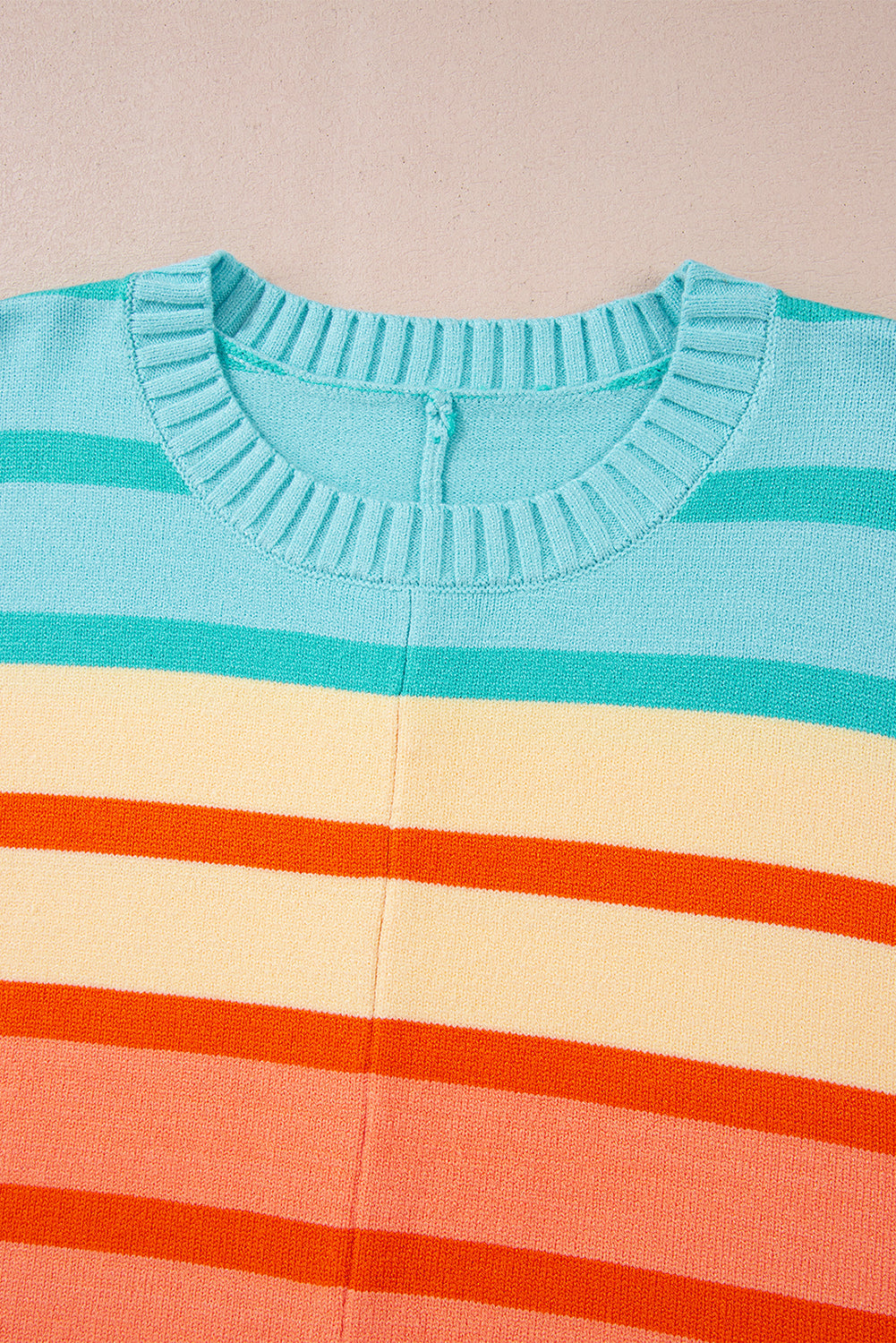 Yellow Stripe Gradient Striped Ribbed Edge Loose Sweater eAura