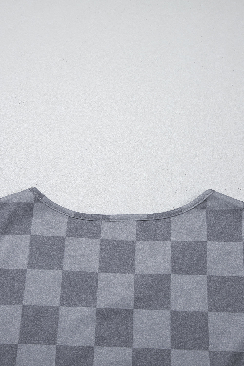 Grey Checkered V Neck Tee Drawstring Shorts Lounge Set eAura