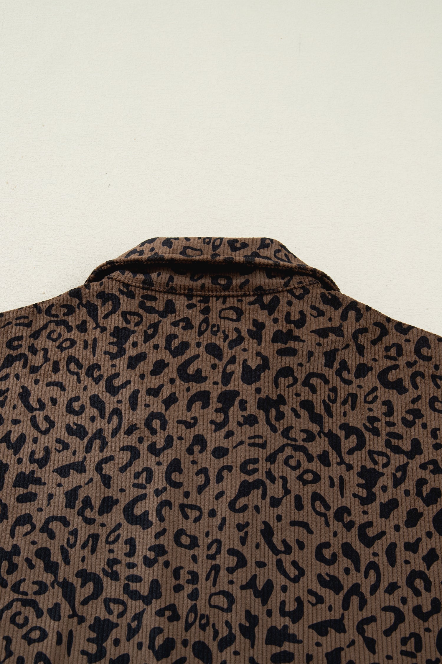 Leopard Print Quarter Zip Soft Corduroy Sweatshirt - Tops/Sweatshirts & Hoodies