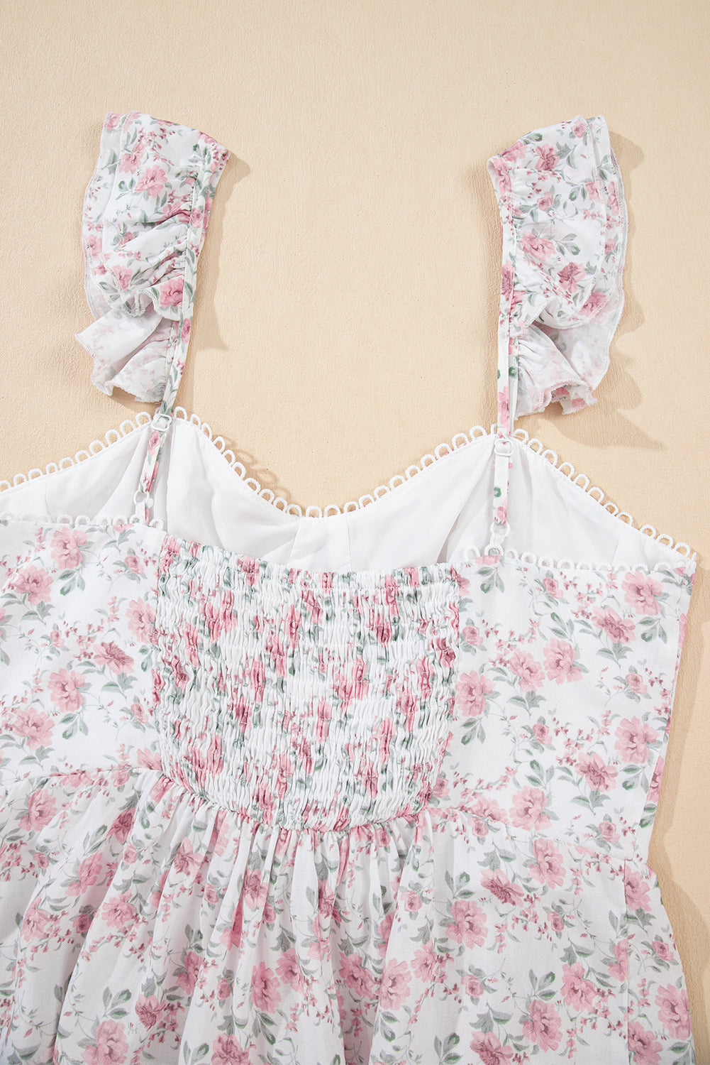 Pink Floral Flutter Peplum Vest Top eAura