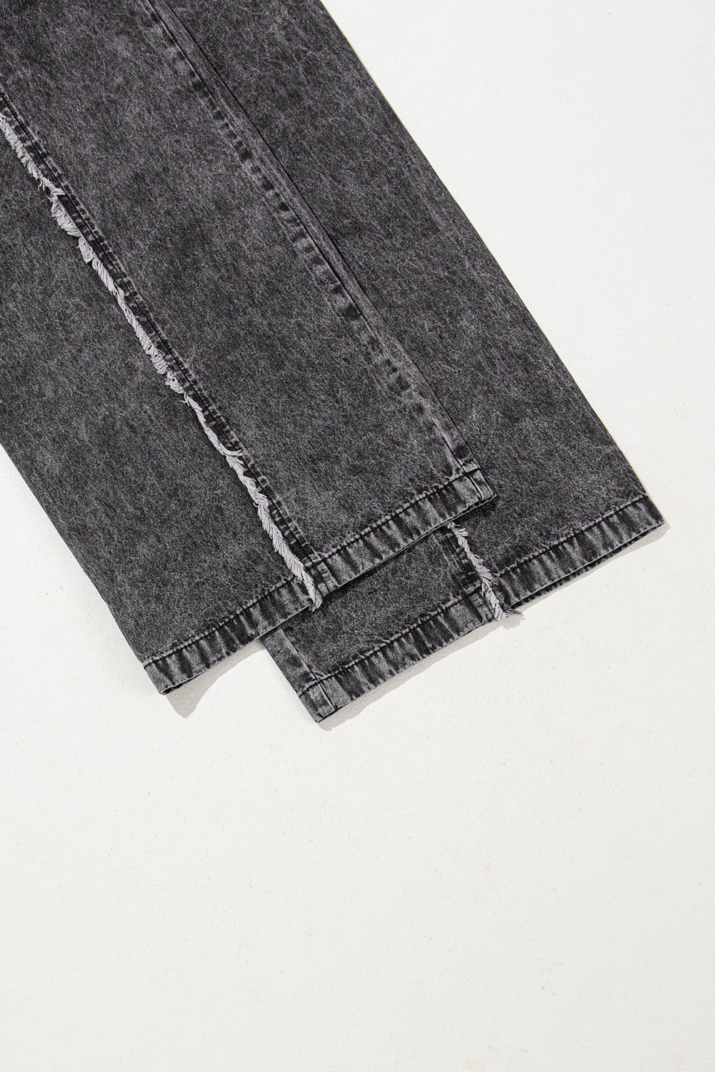 Dark Grey Light Wash Frayed Exposed Seam Wide Leg Denim Overall eAura