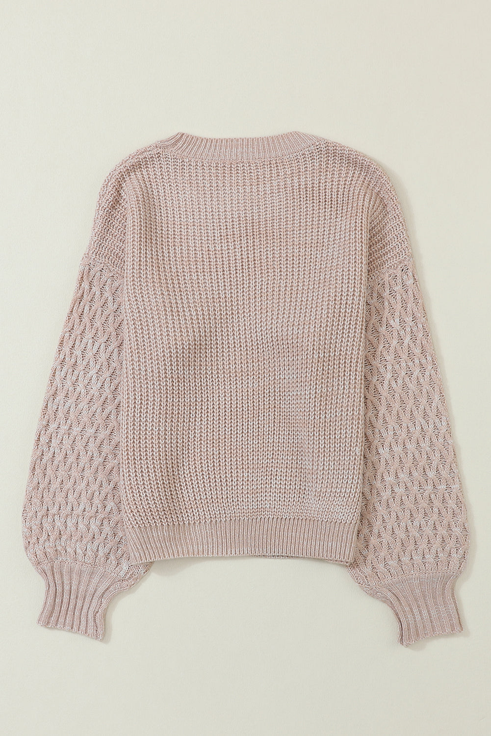Parchment Cable Knit Sleeve Drop Shoulder Sweater eAura