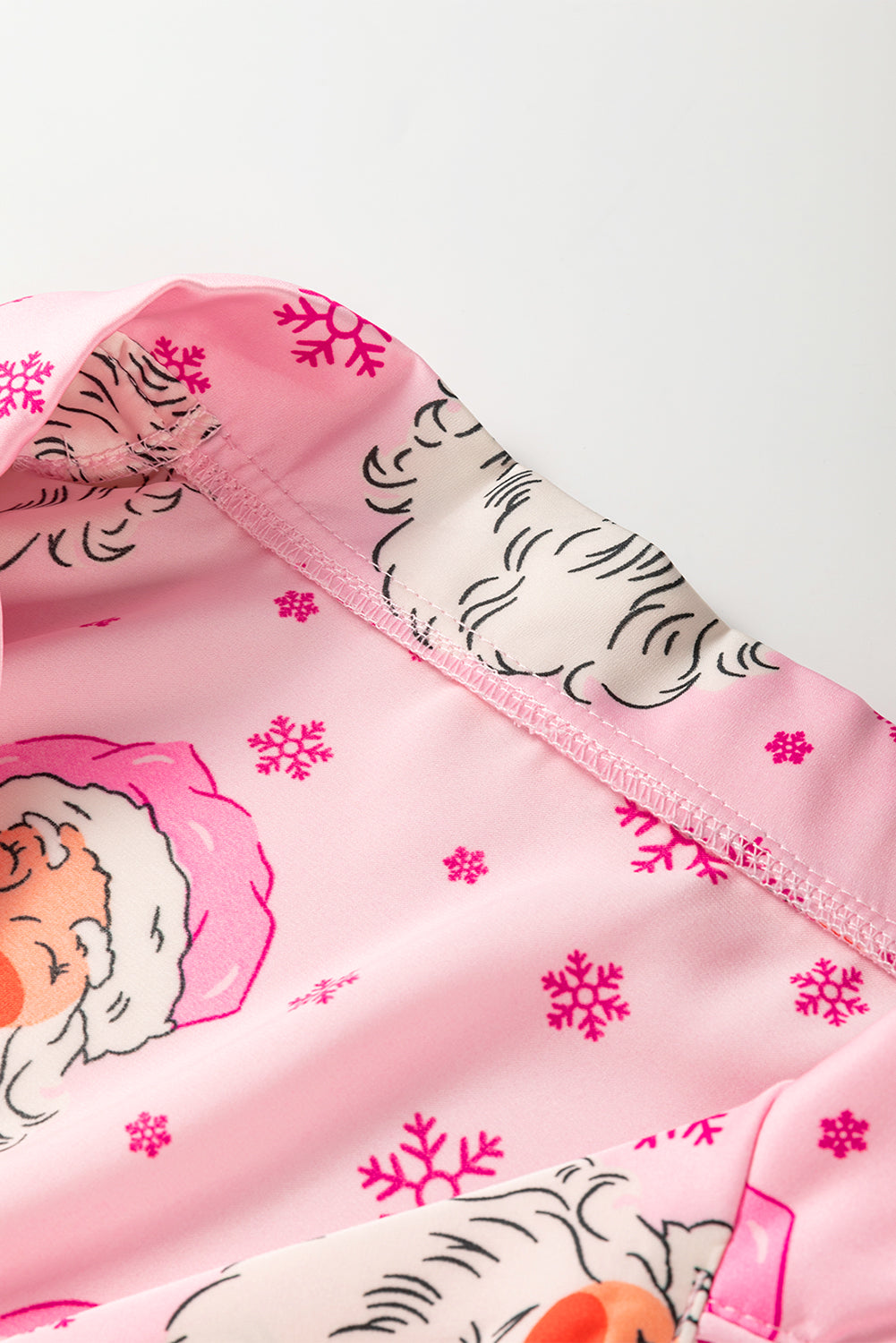 Pink Santa Claus Snowflake Long-Sleeve Shirt Christmas Pyjama Set eAura
