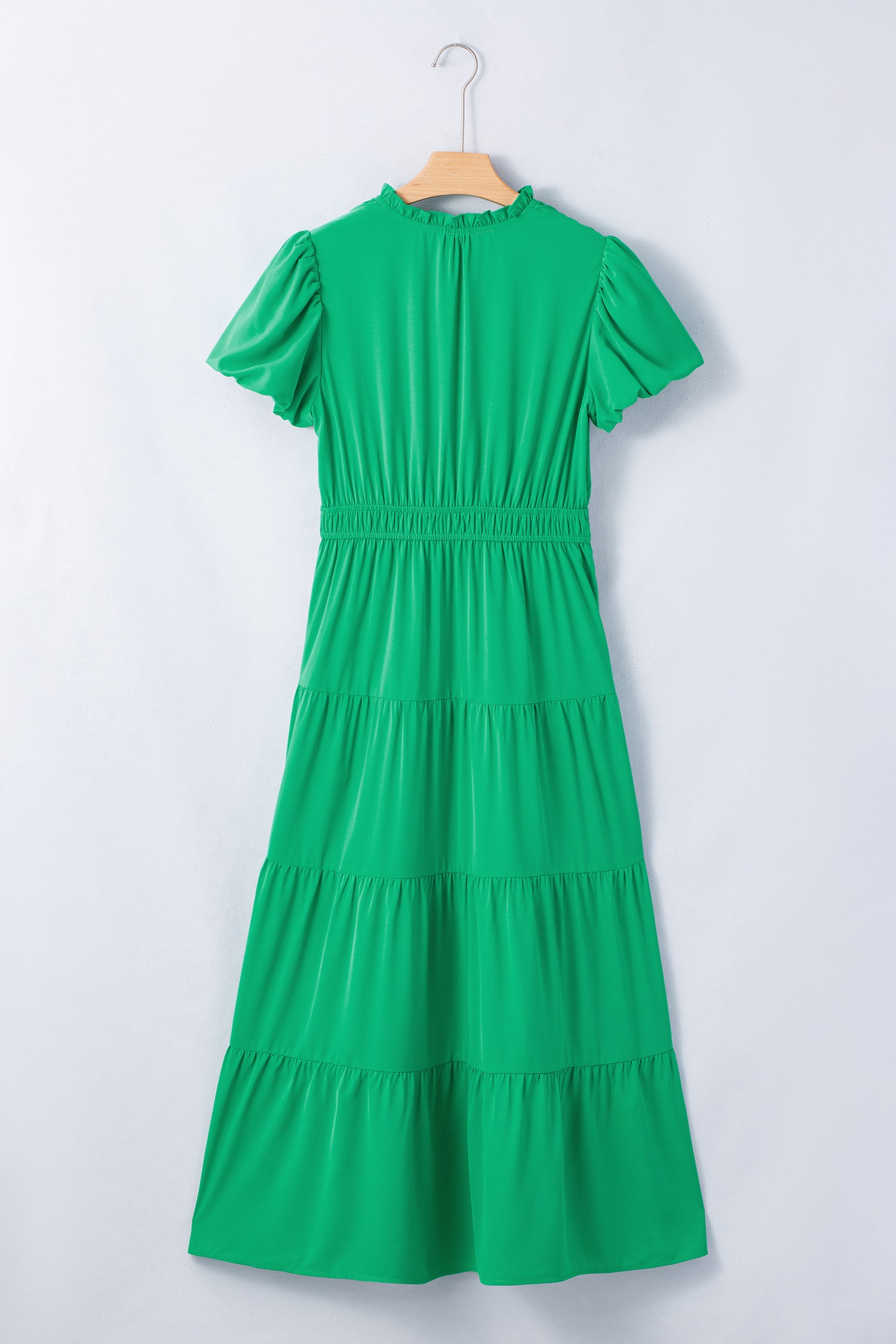 Women's V-Neck Puff Sleeve Tiered Maxi Dress