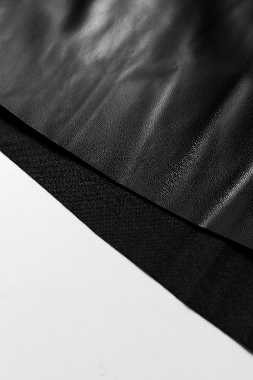 Black Faux Leather Retro Buckle Detail Pleated Flared Midi Skirt - eAura