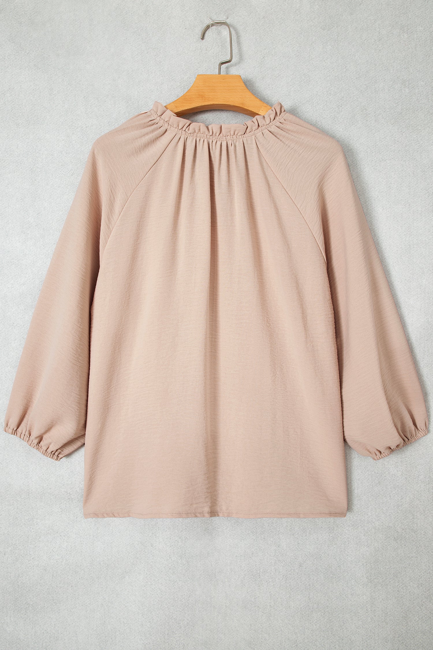 V Neck Gathered Cuff Three Quarter Sleeve Blouse – Parchment