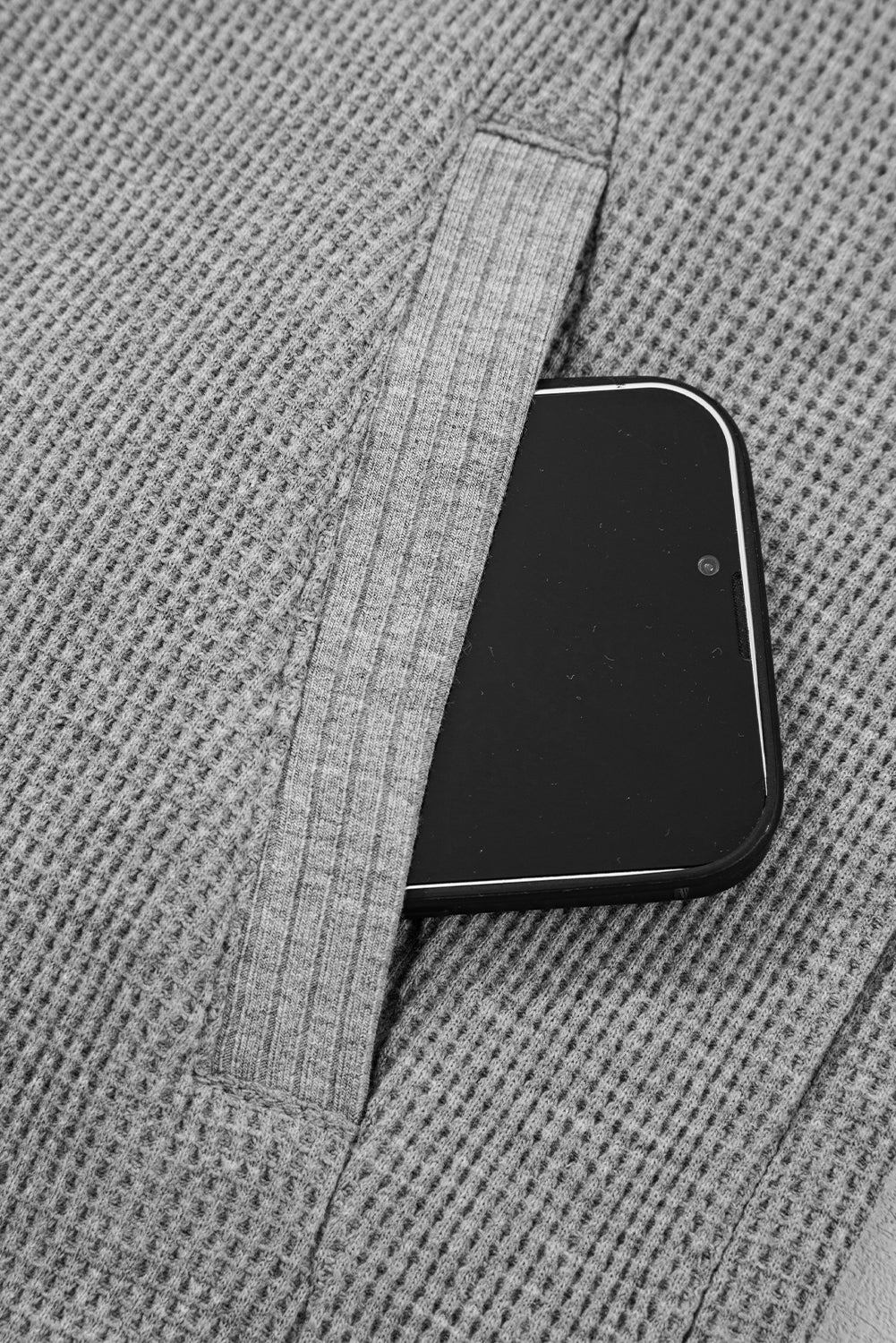 Waffle Zip-Up Front Button Hooded Jacket - eAura