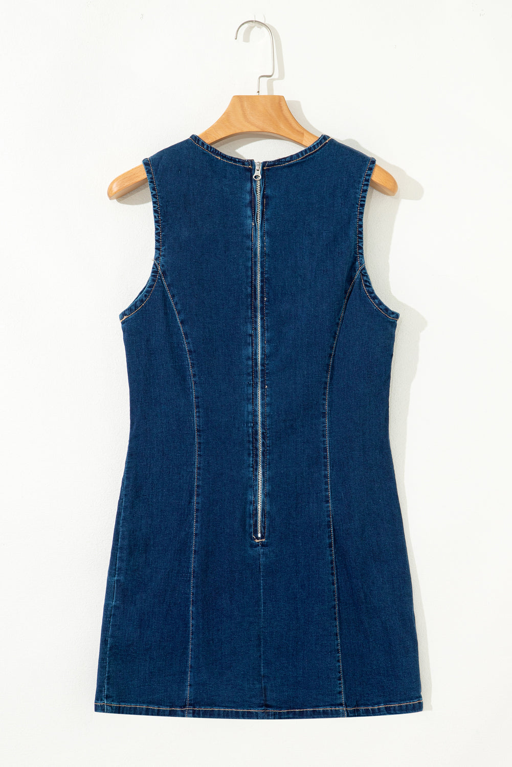 Sleeveless Zipped Bodycon Denim Mini Dress eAura