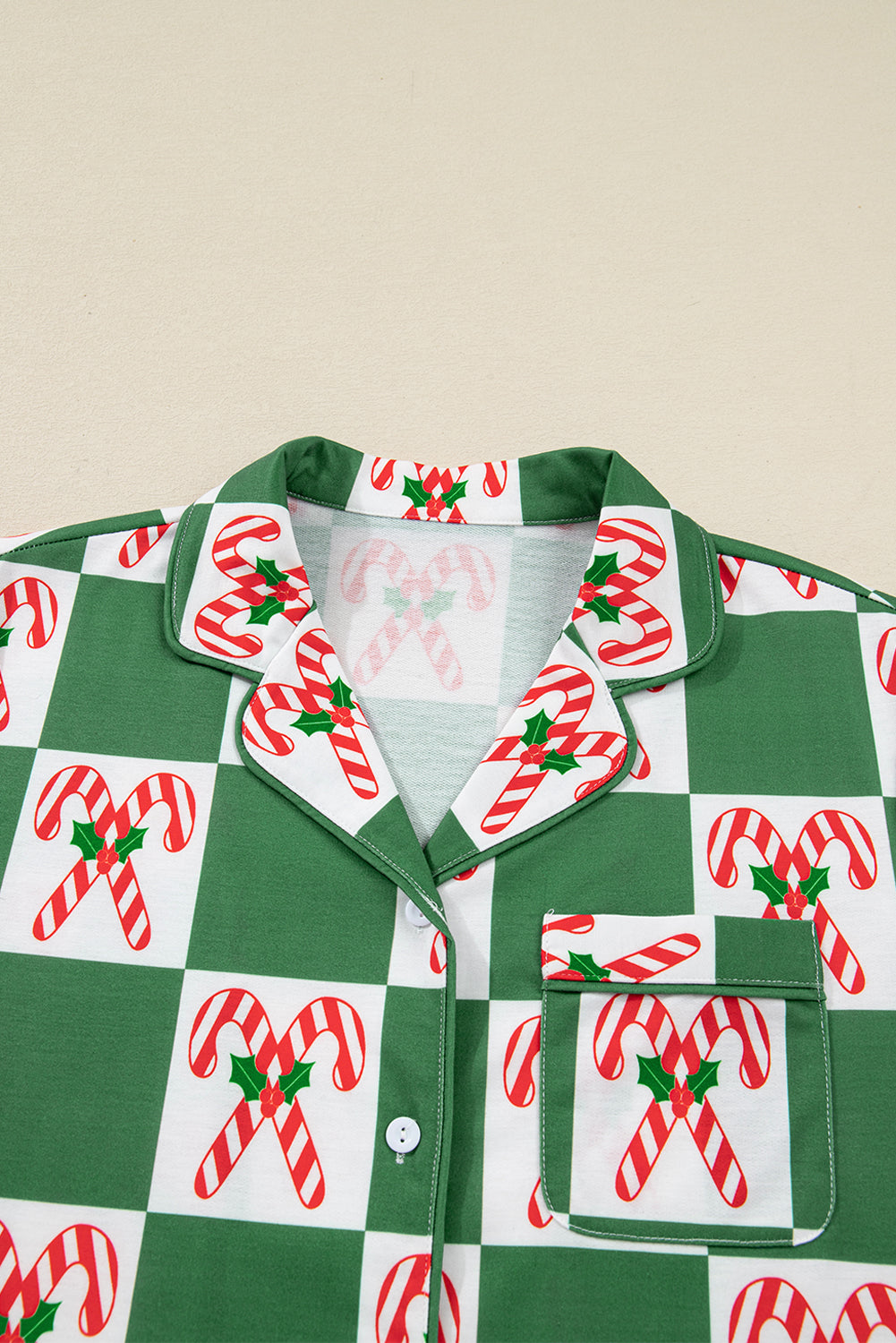Green Holly Jolly Checkered Pattern Pyjama Set - eAura
