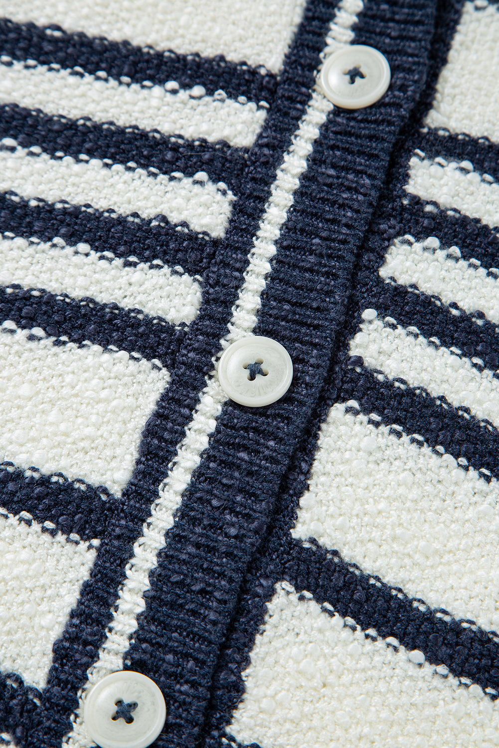 Blue Stripe Loose Buttoned V Neck Sweater Vest eAura