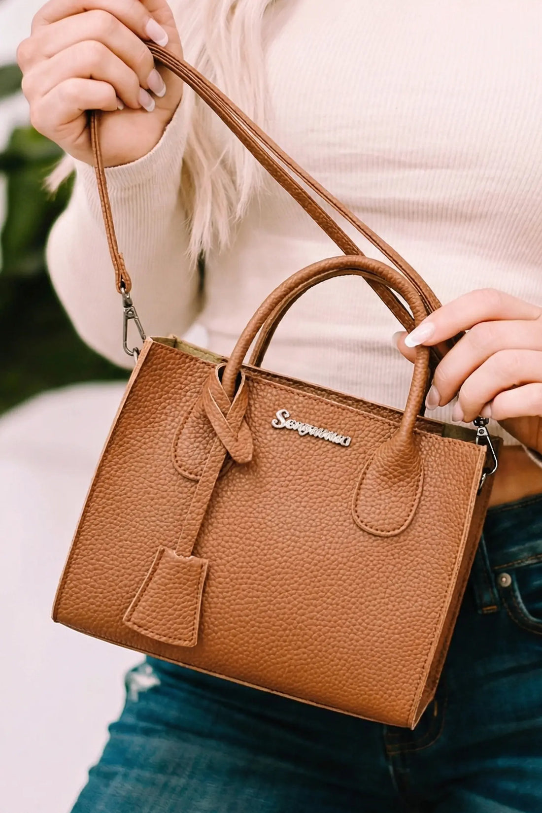 Minimalist PU Leather Top Handle Shoulder Bag