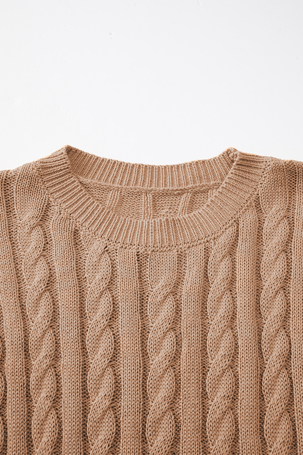 Black Crew Neck Cable Knit Short Sleeve Sweater eAura
