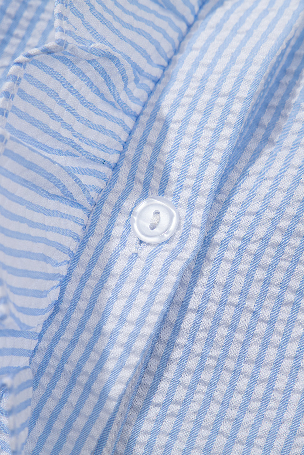 Striped Ruffle Short Bubble Sleeve Shirt eAura