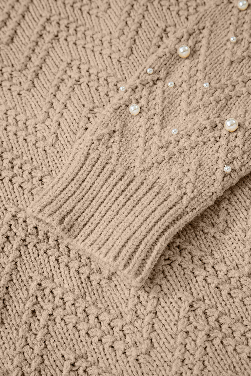 Pearl Embellished Buttoned V-Neck Knit Cardigan