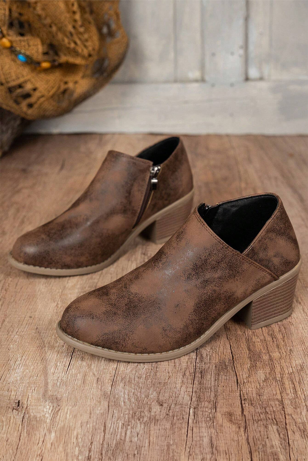 Coffee Suede Casual Ankle Boots - eAura