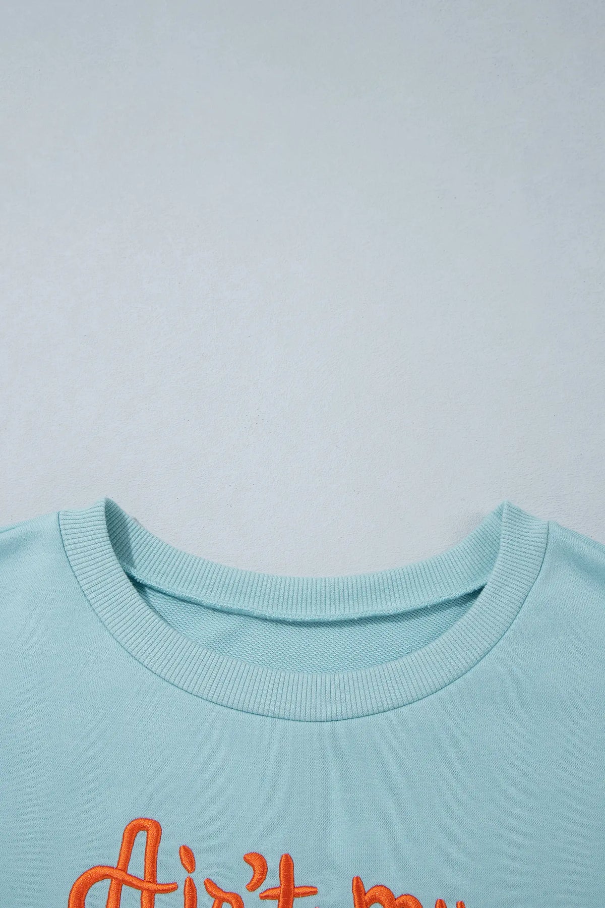 Letter Print Round Neck Loose Fit Long Sleeve Plus Size Sweatshirt – Haze Blue