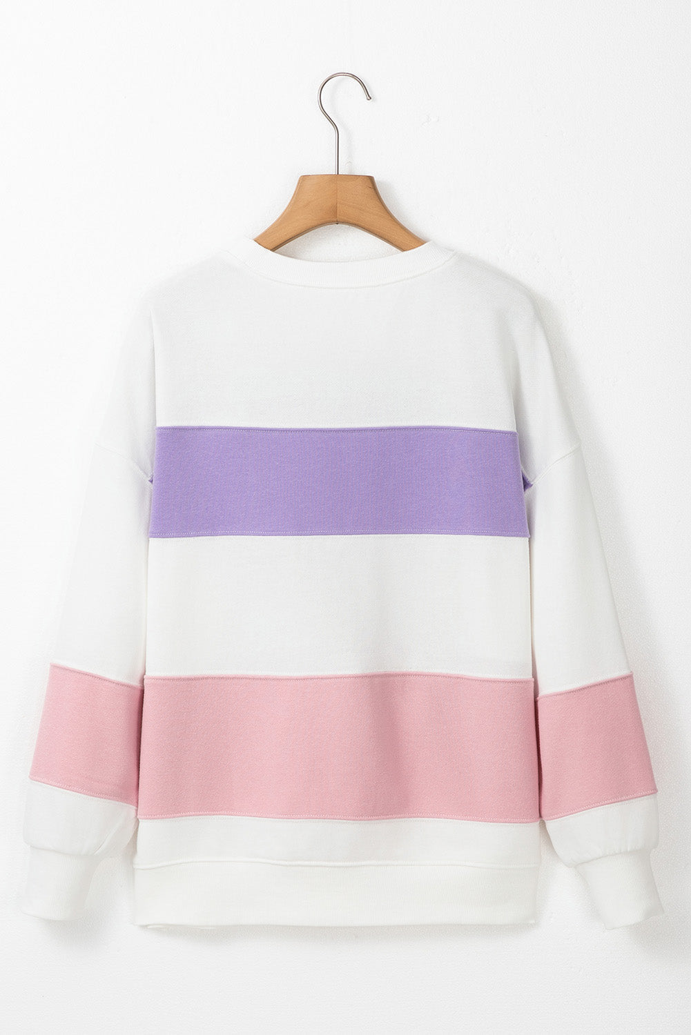 Beige Colourblock Patchwork Drop Shoulder Crewneck Sweatshirt eAura