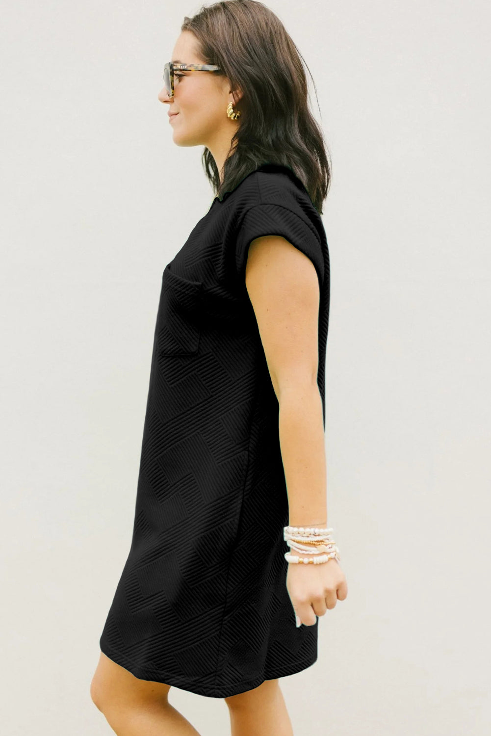 Mint Green Textured Cap Sleeve T Shirt Dress eAura