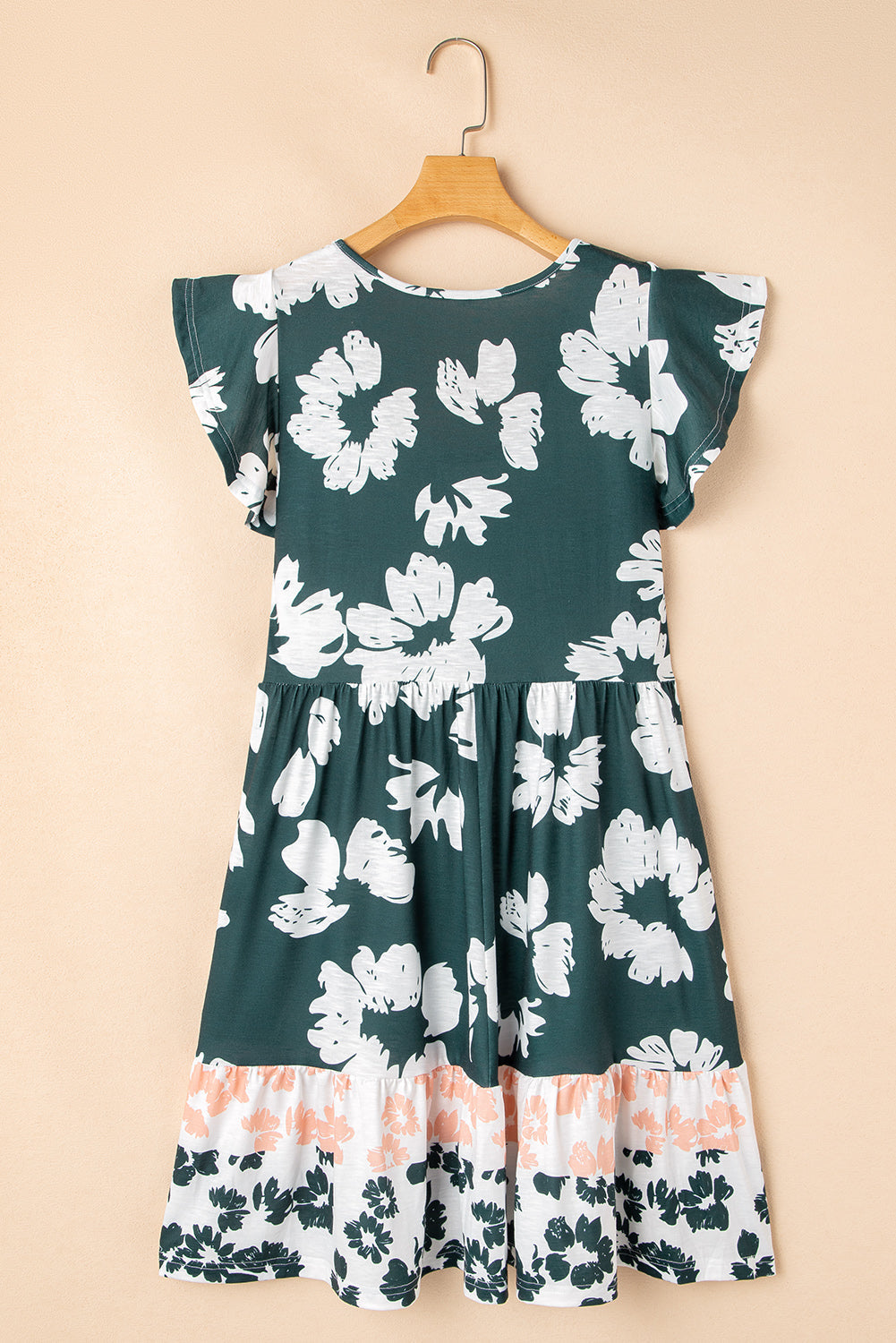 Floral Print Ruffle Sleeve Empire Waist Mini Dress eAura