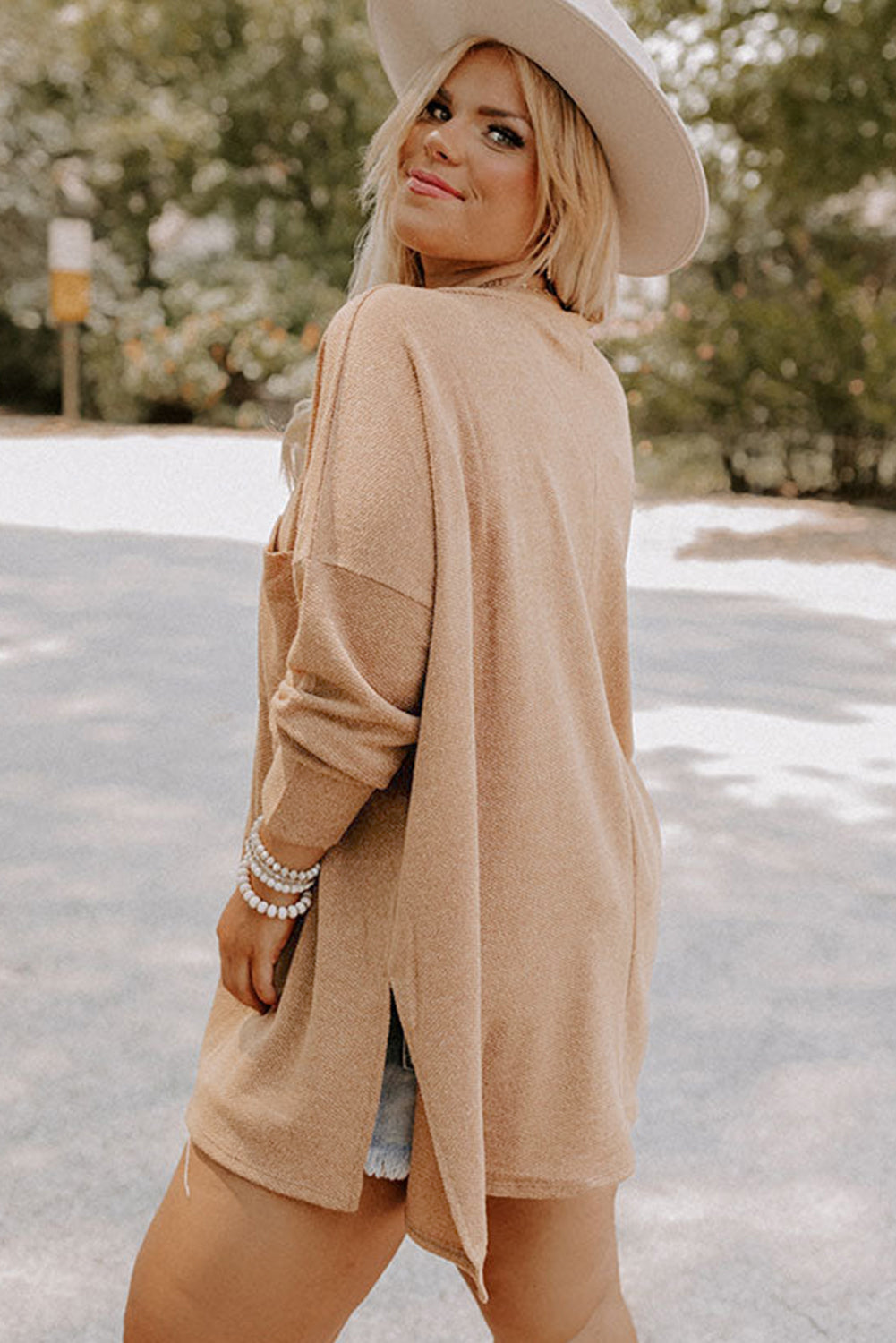 Plus Size Drop Shoulder Knit Tunic Top