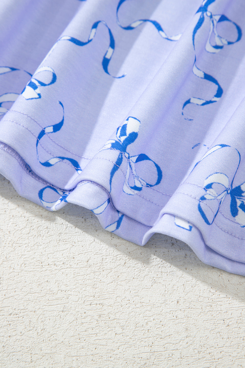 Sky Blue Bow Print Ruffled Short Pyjamas eAura