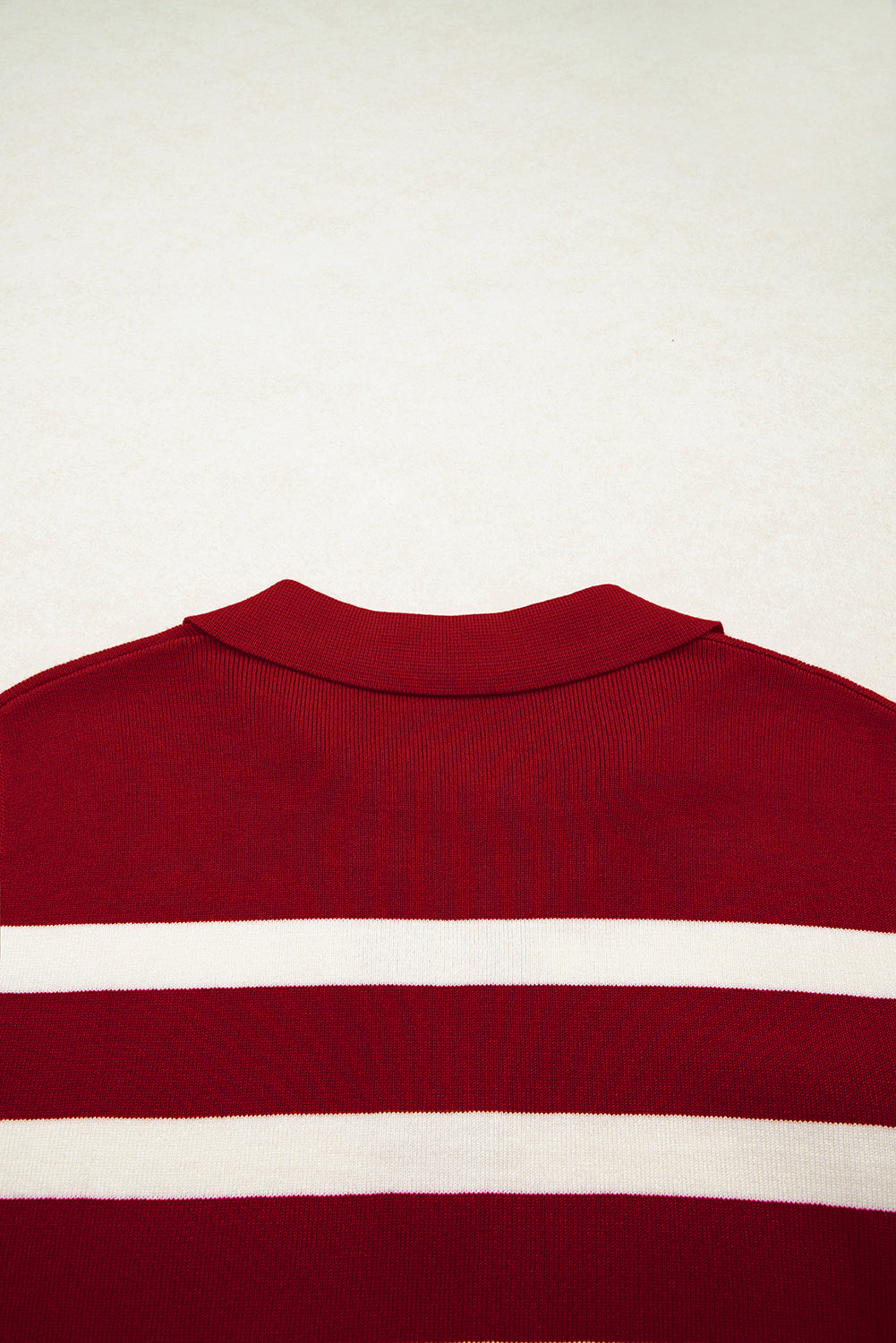 Red Stripe Collared Split Neck Sleeveless Sweater eAura