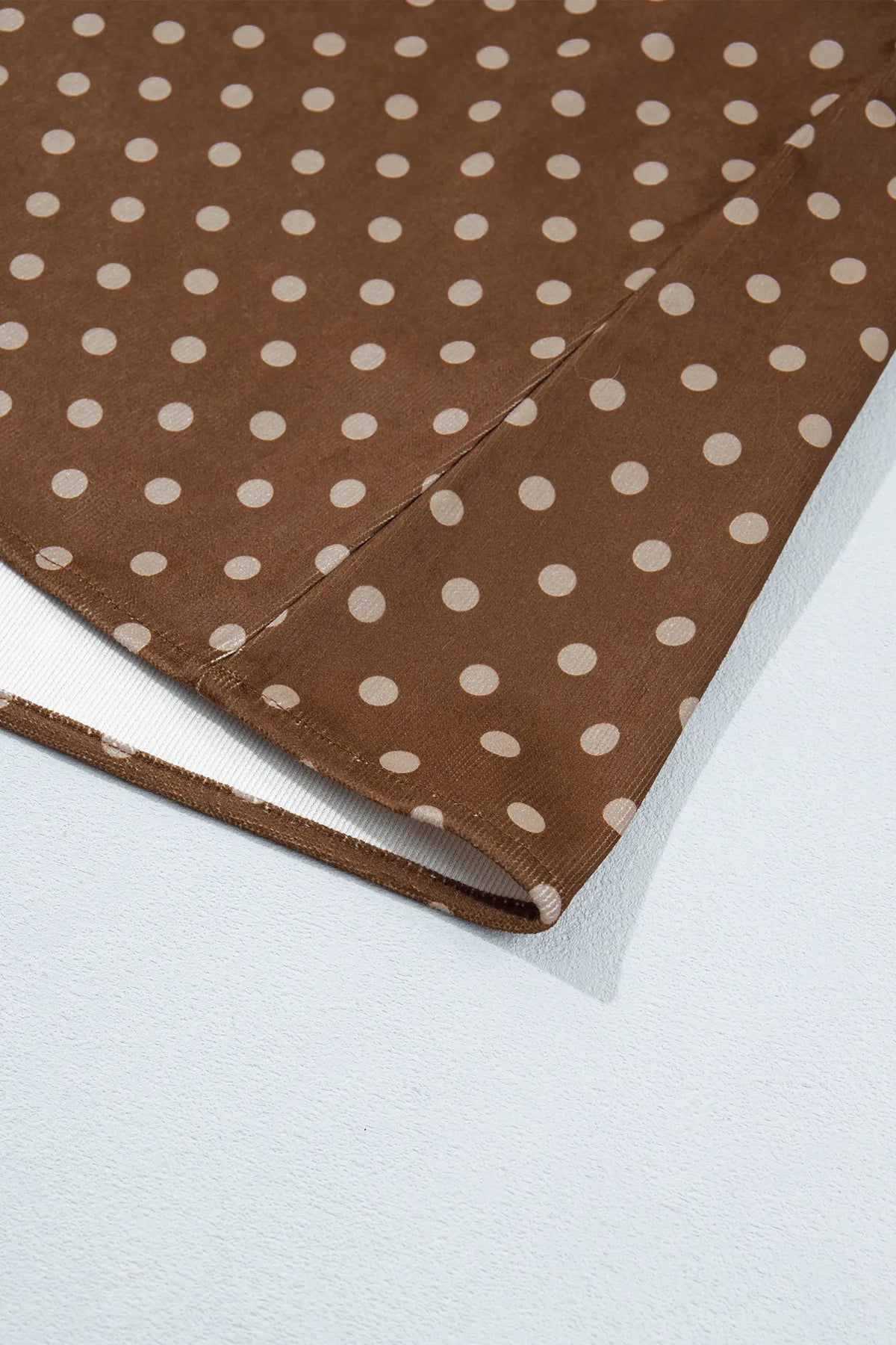 Polka Dot V Neck Long Sleeve Button Shift Dress – Brown