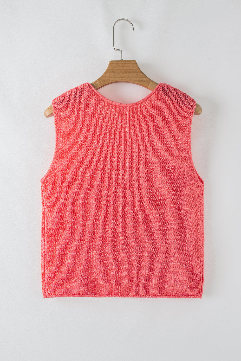Tomato Red Lace-up Front V Neck Sweater Vest eAura