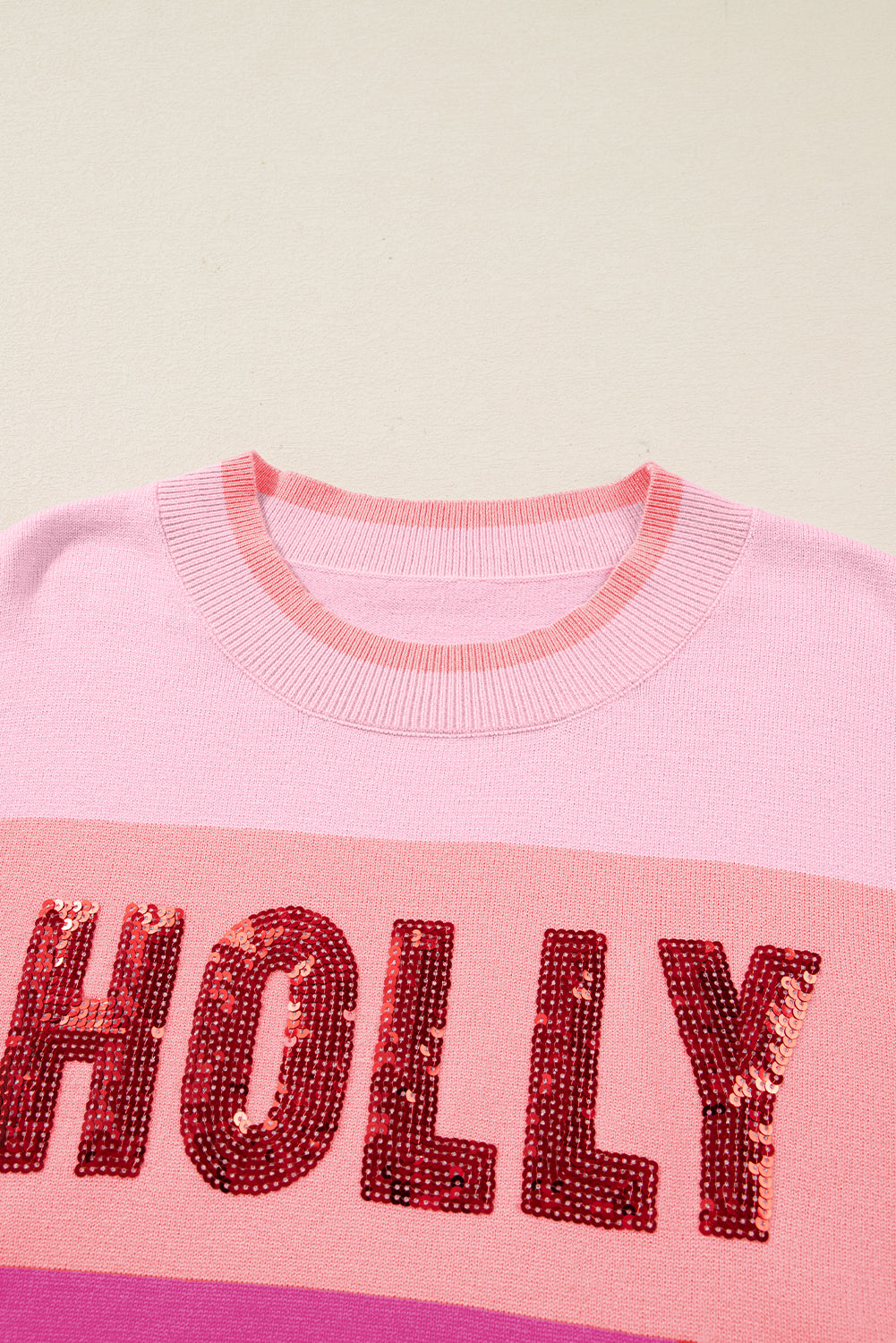 Pink Sequined HOLLY JOLLY Sweater - eAura