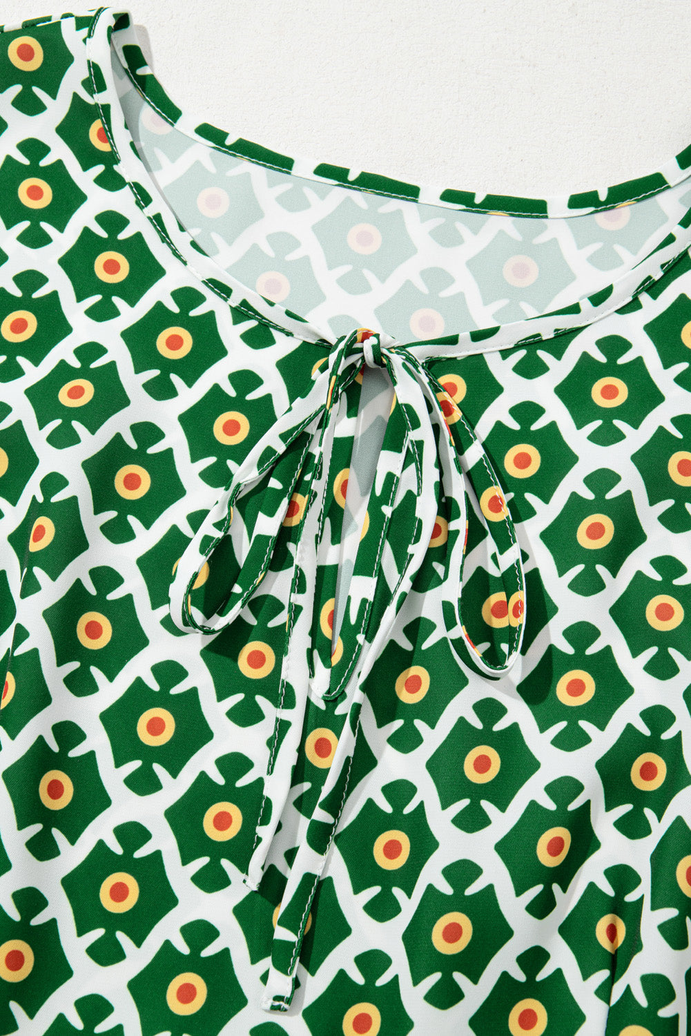 Green Geometric Floral Print Half Sleeve Plus Size Maxi Dress BB Fashion Outlet