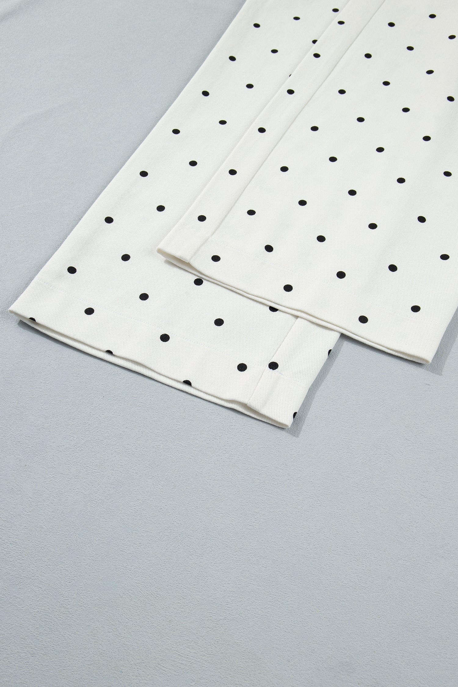 White Polka Dot Scalloped Pocket Cotton Shift Pants