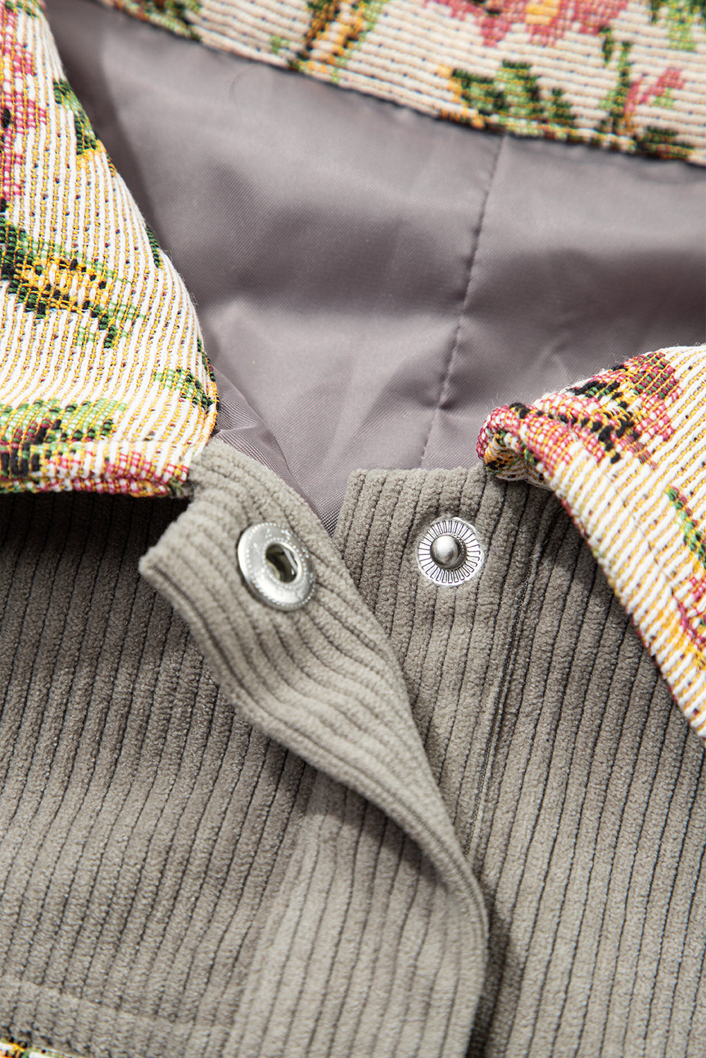 Soft Corduroy Floral Patchwork Jacket - eAura