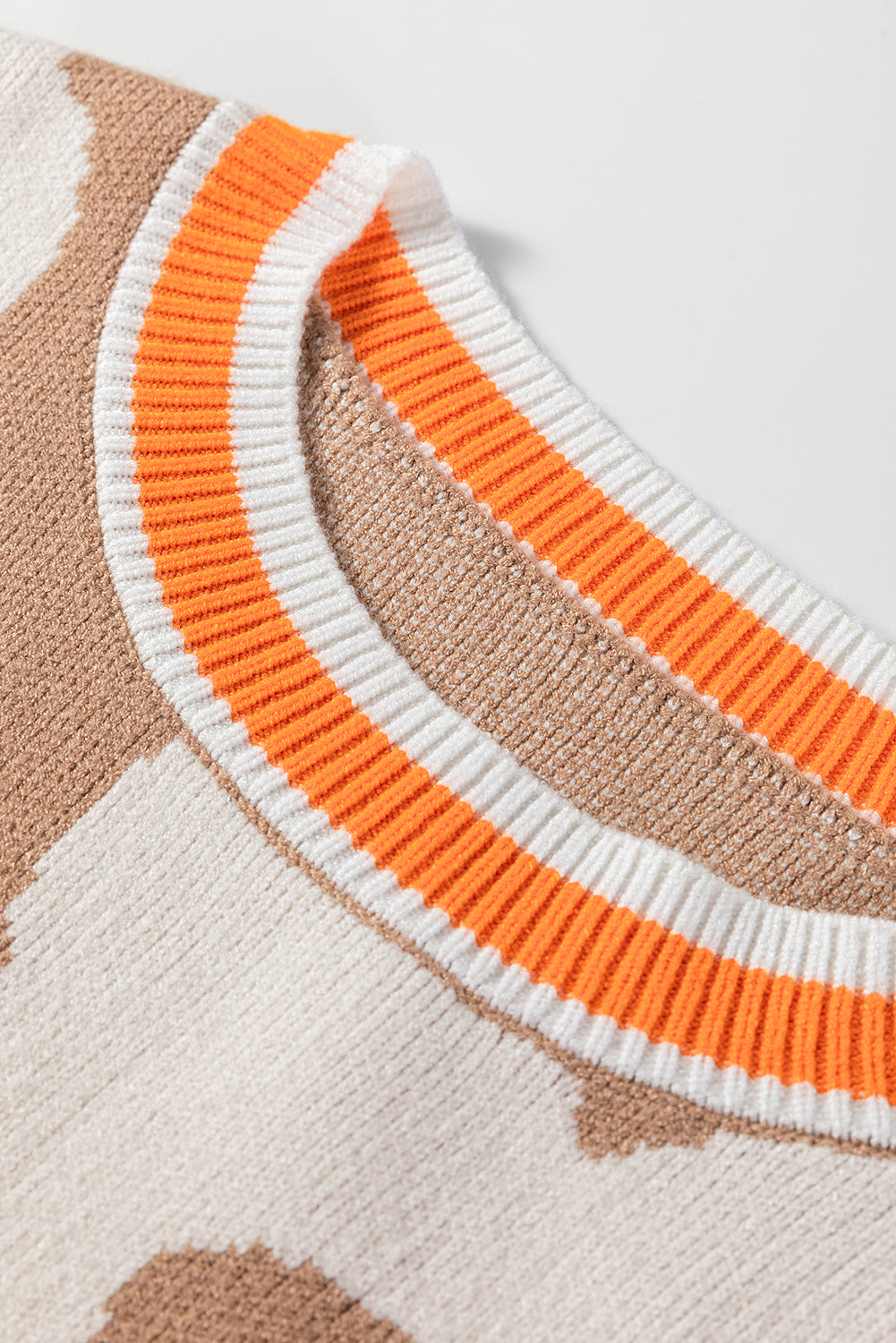 Big Flower Pattern Contrast Striped Baggy Sweater - eAura