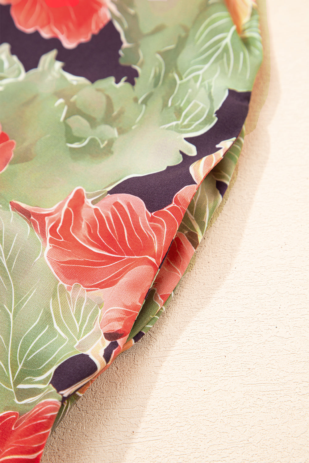 Floral Print Frilled Collar V-Neck Half Sleeve Mini Dress - eAura