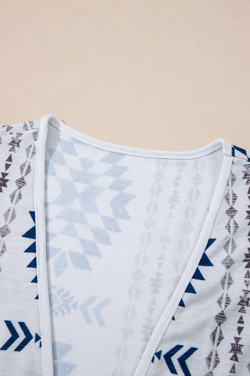 Sky Blue Western Aztec Printed Open Front Long Cardigan eAura