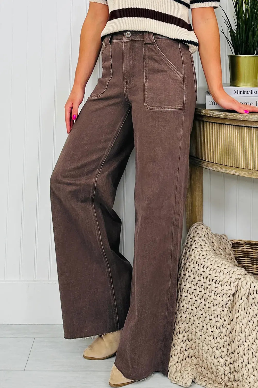 Dusk Blue Retro Washed Patch Pocket Stretchy Jeans