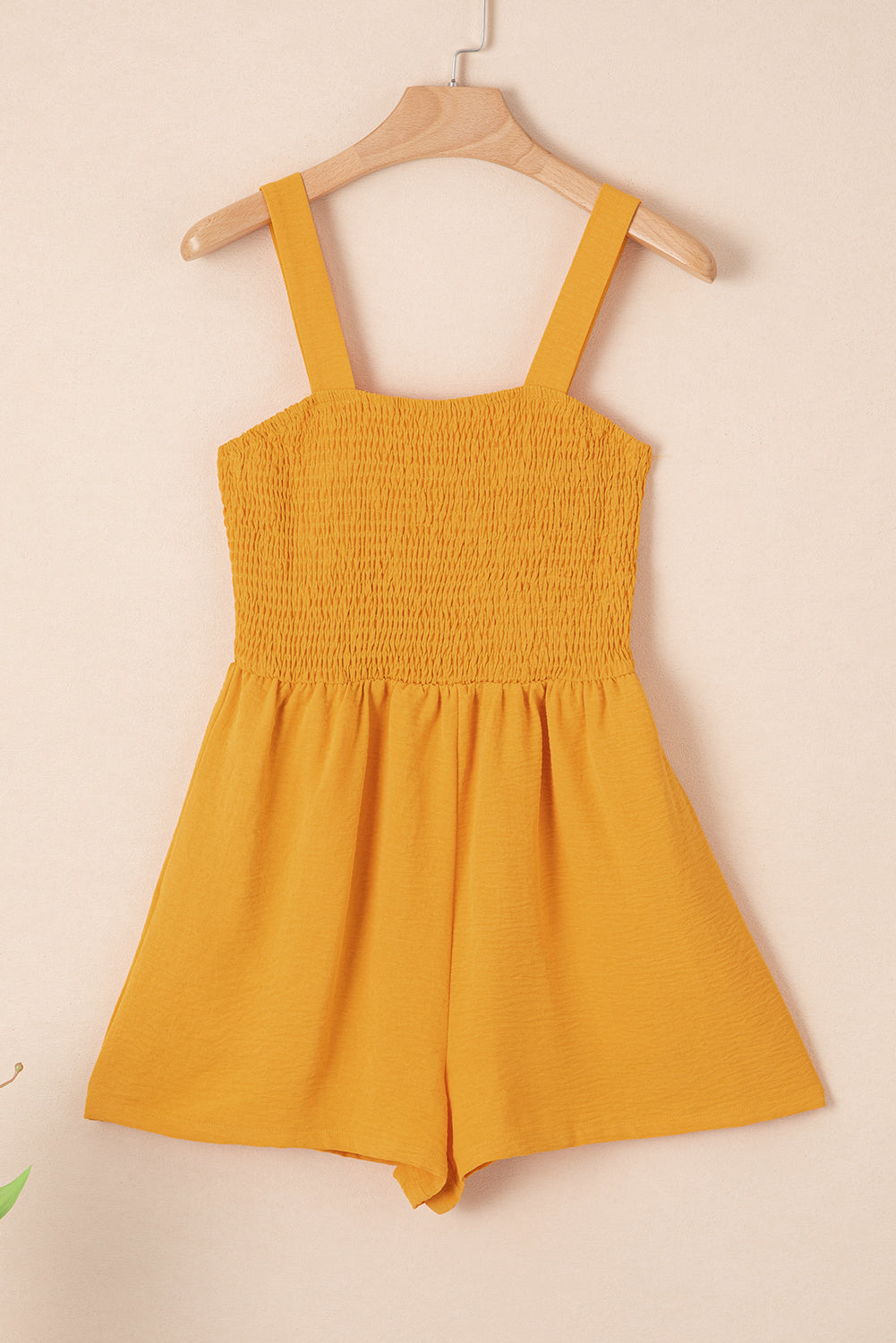 Pocketed Smocked Sleeveless Romper