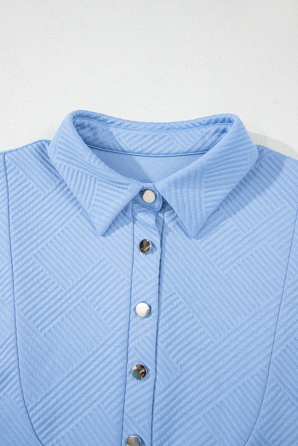 Sky Blue Solid Color Textured Short Sleeve A Line Mini Dress – Light Blue