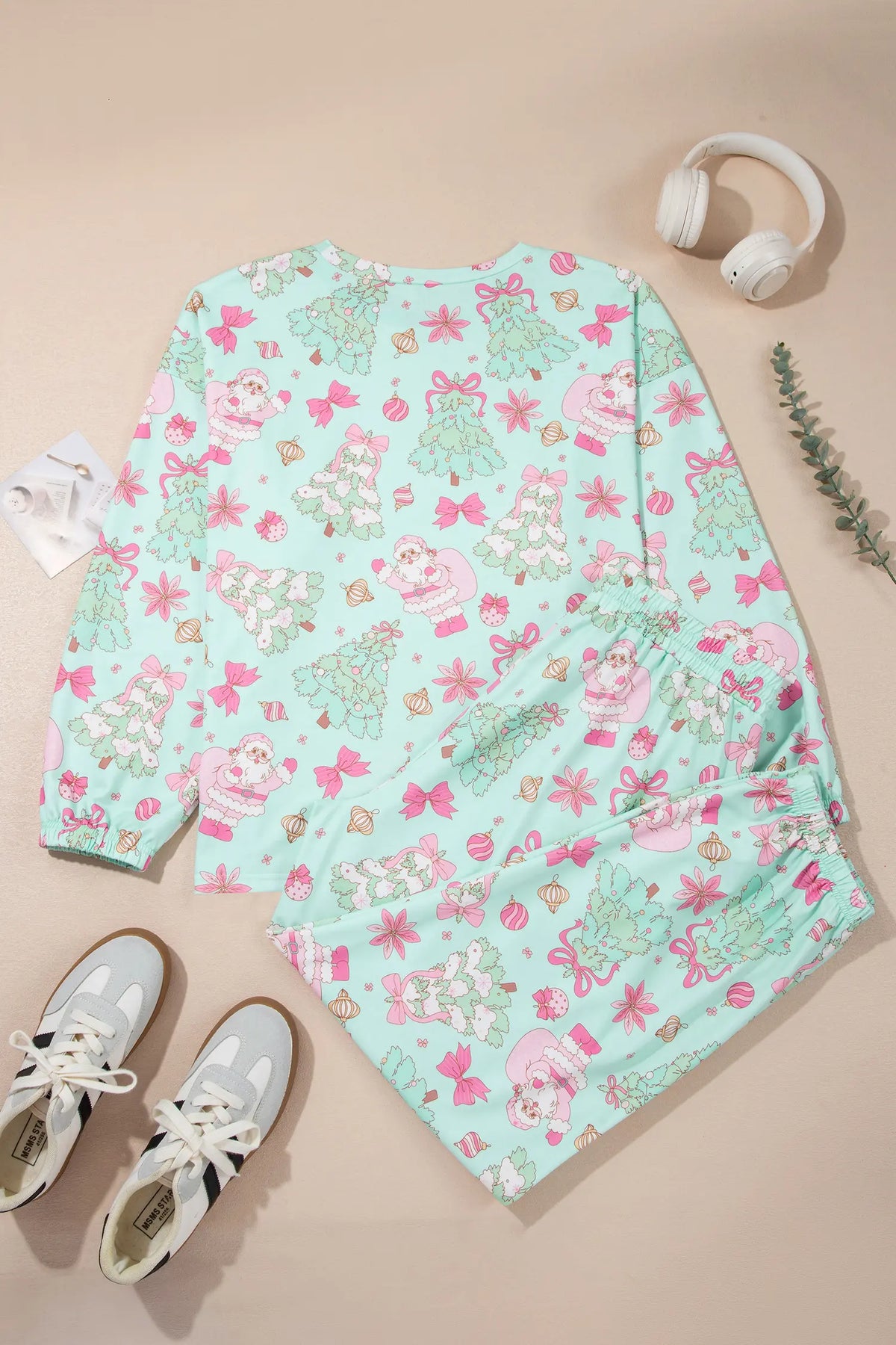 Two-Piece Lounge Set Long Sleeve Abstract Print