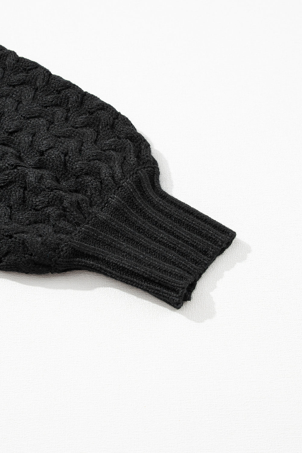Parchment Cable Knit Sleeve Drop Shoulder Sweater eAura