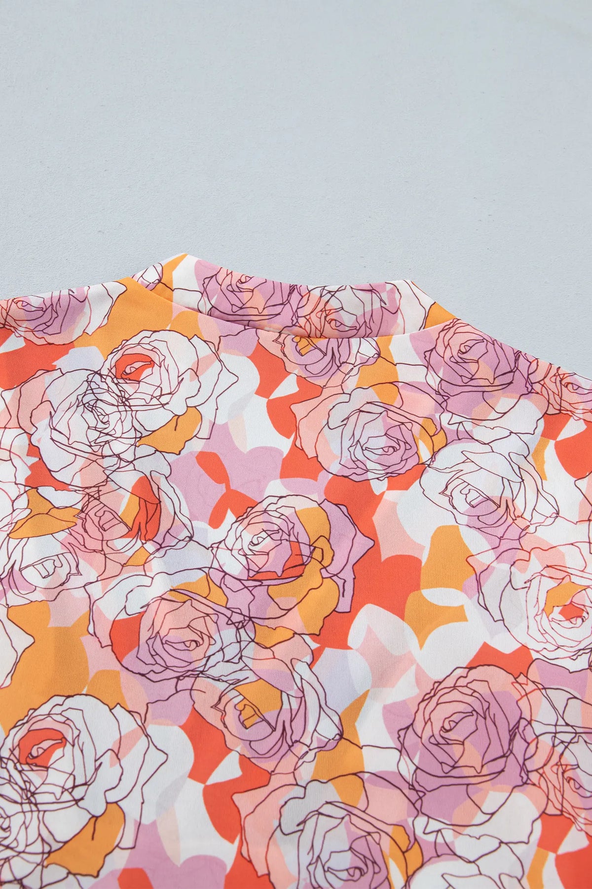 Floral Print V Neck Long Sleeve Shift Blouse – Pink