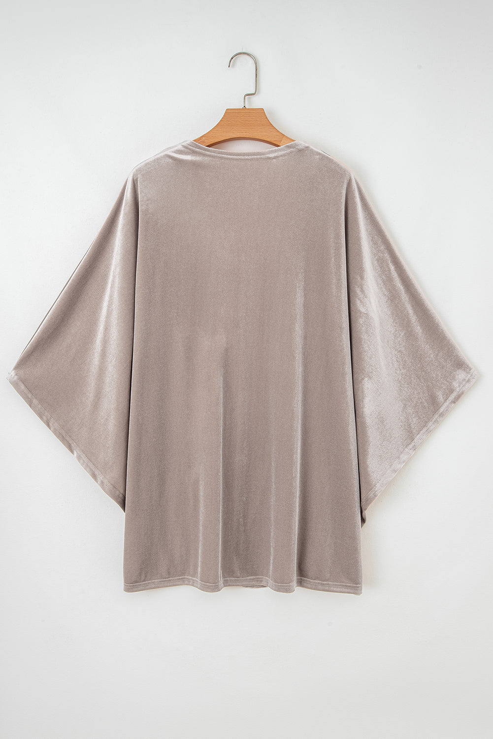 Smoke Grey 3/4 Sleeve Open Front Velvet Kimono - eAura
