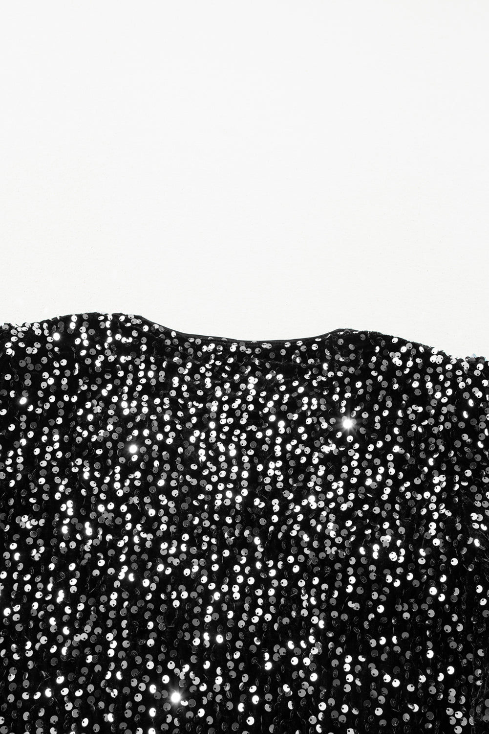 Black Sequined Open Front Cropped Jacket - eAura