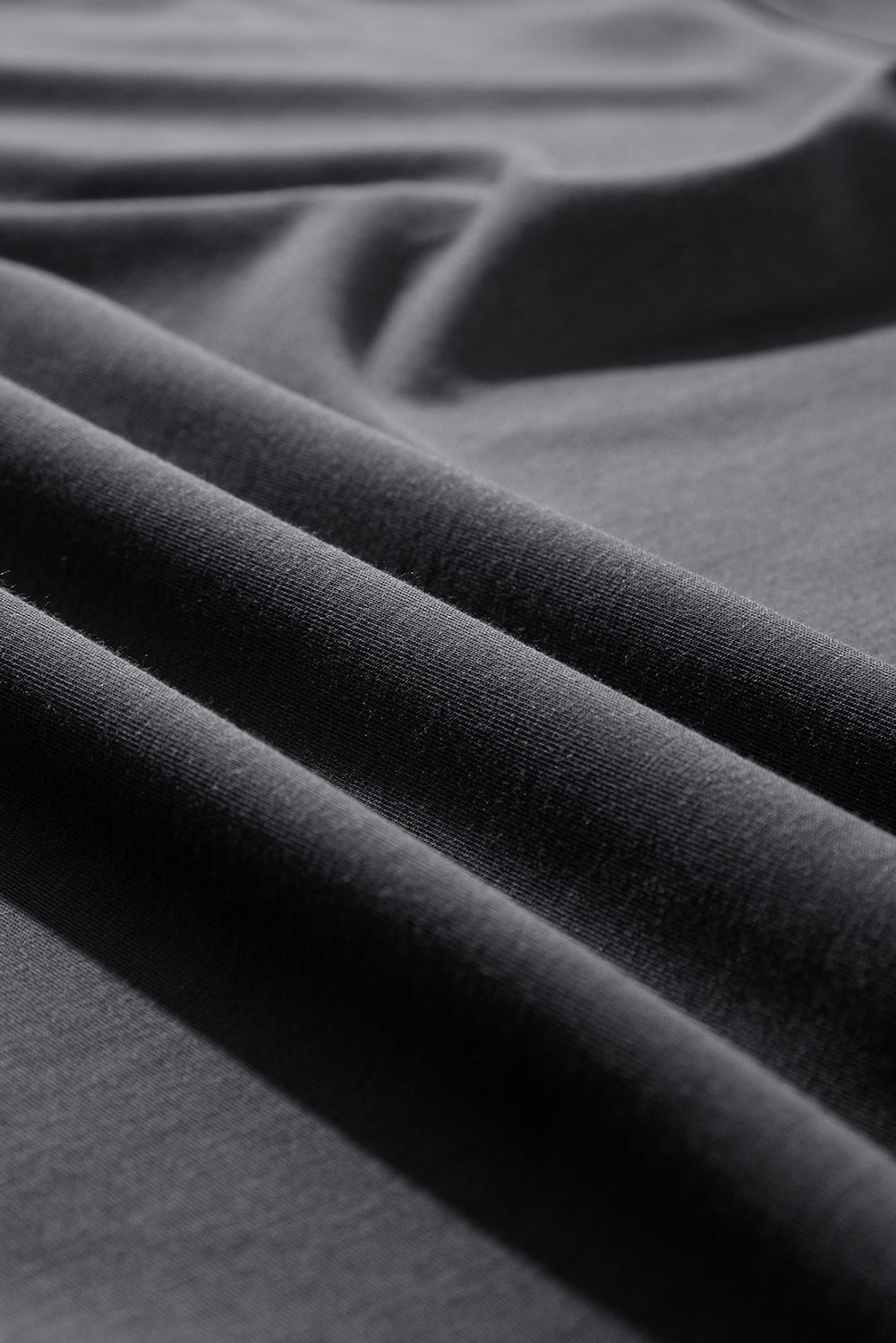 Dark Grey Drawstring Side Crewneck Tee and Loose Trousers Set eAura