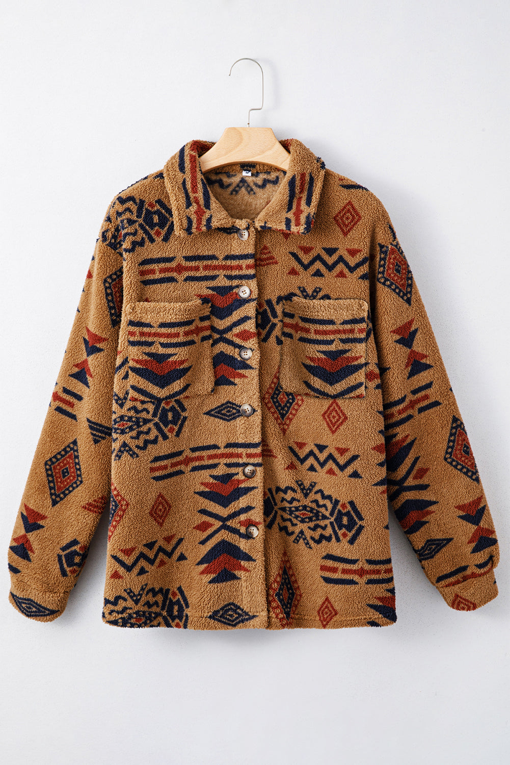 Western Aztec Pattern Fleece Shacket eAura