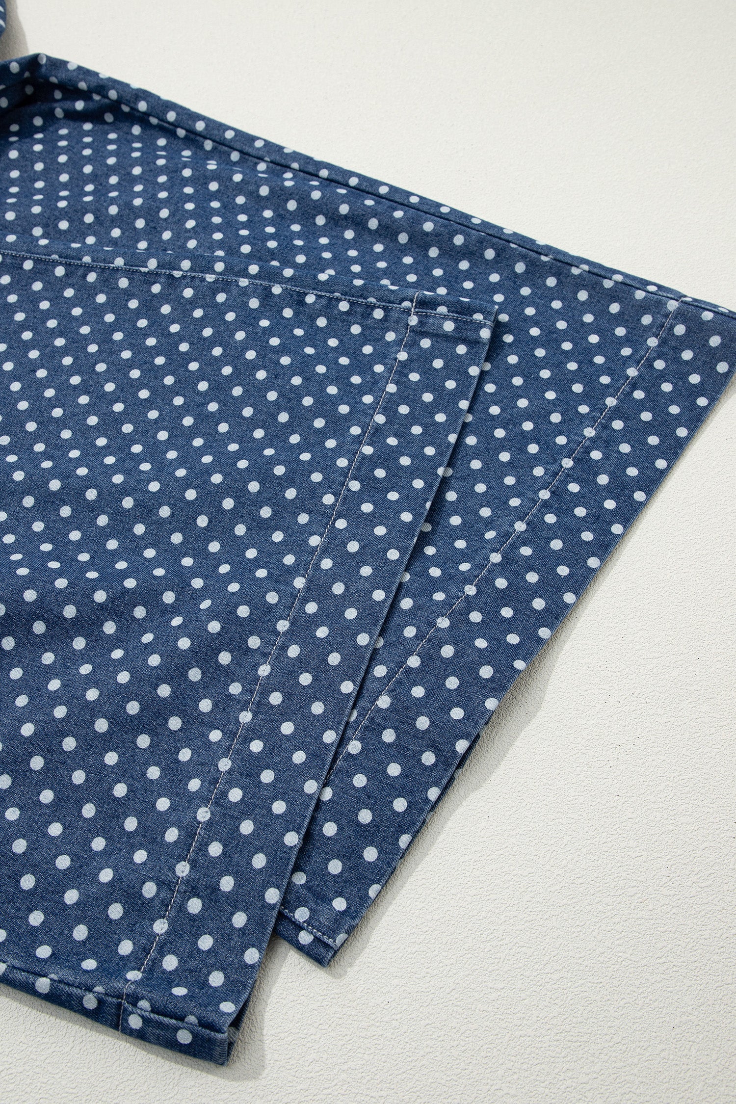 Sky Blue Polka Dot Print Button Pleated Detail Wide Leg Jeans – Light Blue