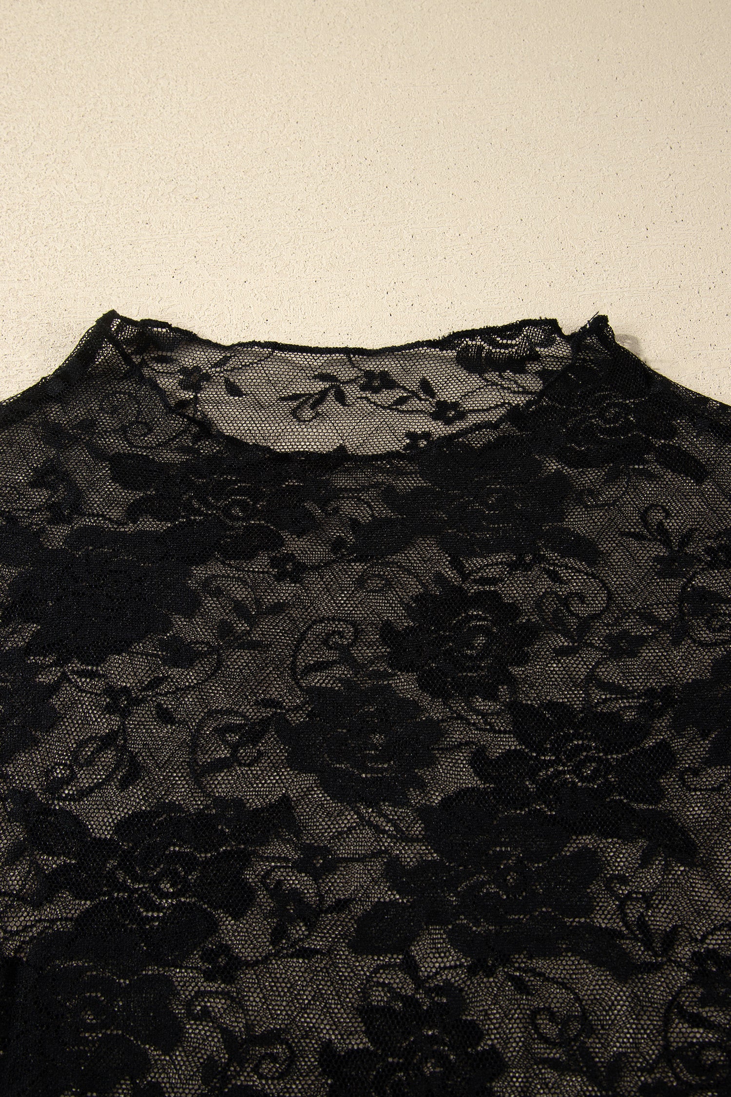 Plus Size Floral Mesh Long Sleeve Top
