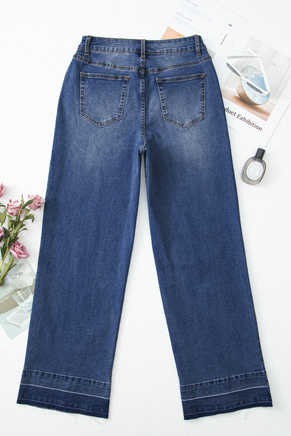 Raw Hem Straight High Rise Loose Jeans - Bottoms/Jeans